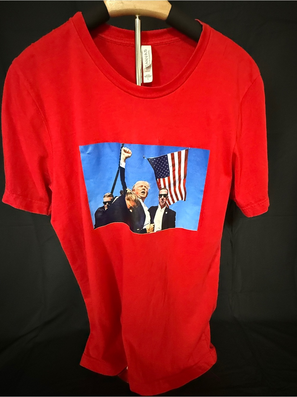 Bella Canvas Red Short Sleeve Graphic Tee with Blue & White Print